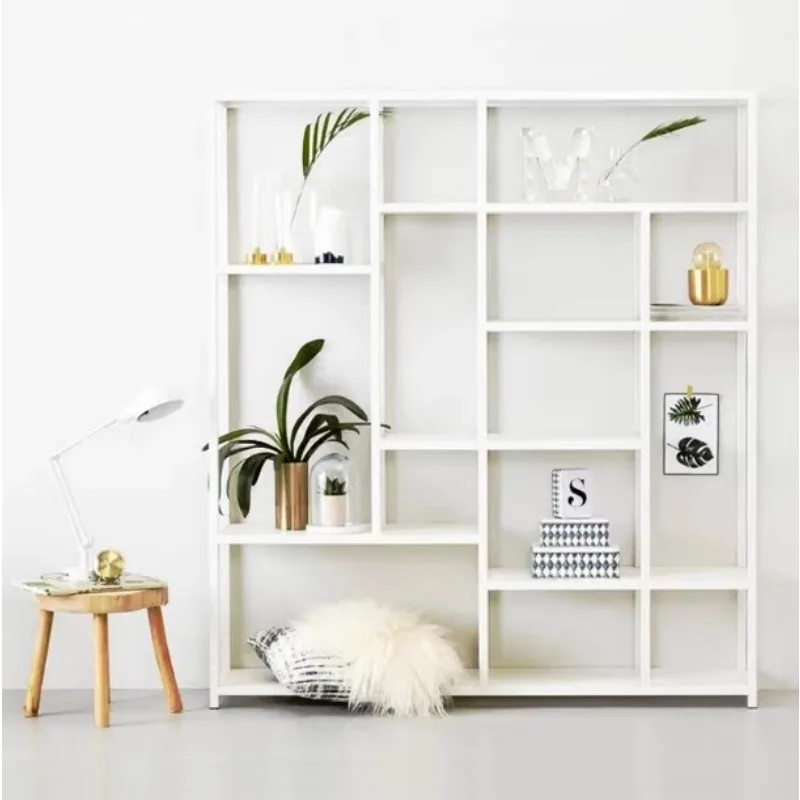 

Display simple wrought iron bookshelf flower stand living room storage wall partition kitchen shelf