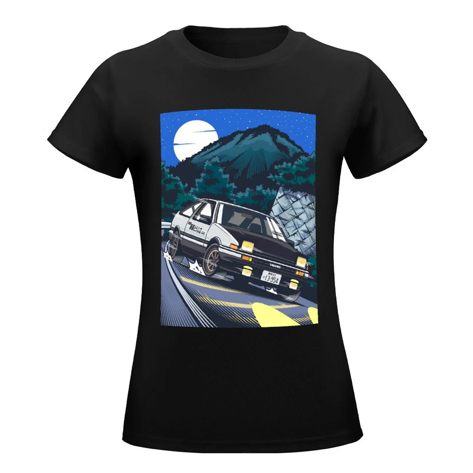 Initial D Takumi Fujiwara Hachiroku Downhill Attack! AE86 Trueno T-Shirt summer top clothes for woman