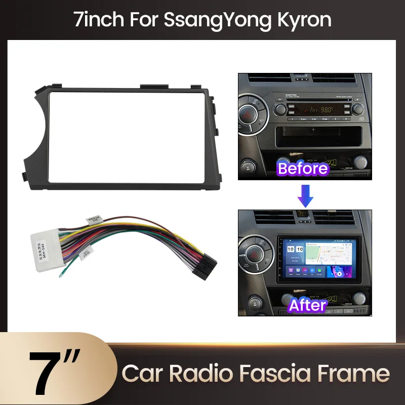 7''2DIN Radio Stereo Multimedia Player Frame Fascia Dash Panel Installation Kits For SSangyong Actyon Kyron LHD RHD