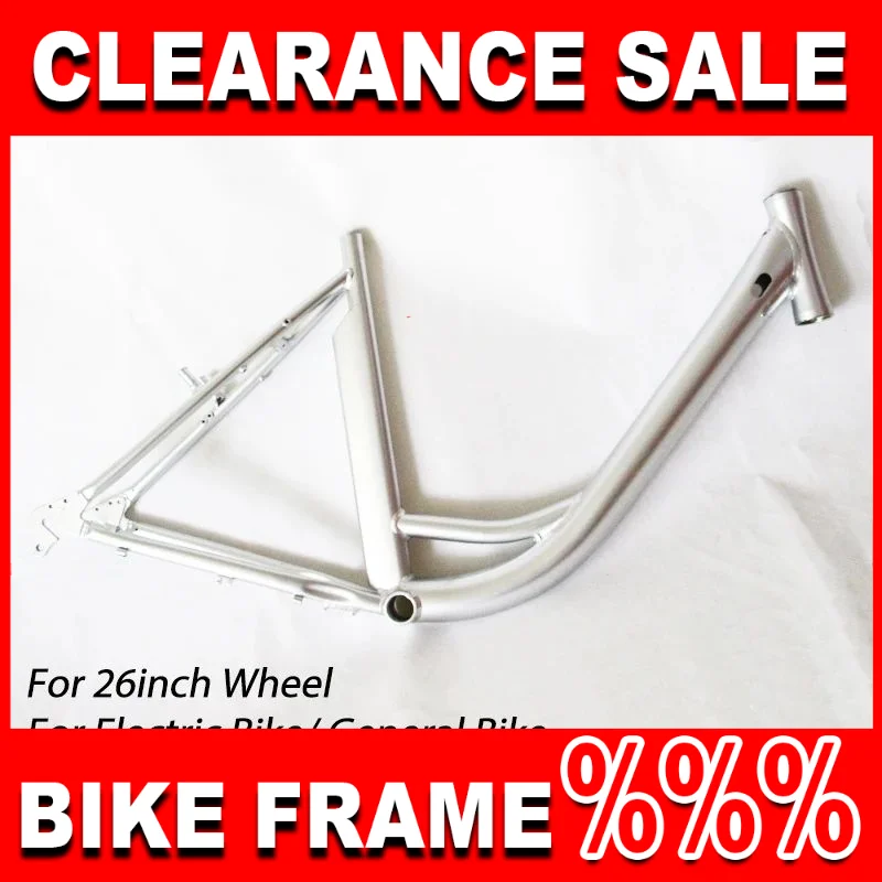 

26inch Electric Bike Frame 100mm Front 135mm Rear Open Size Rim Brake Silver Aluminum alloy Cycling Parts Lady Bicycle Frame