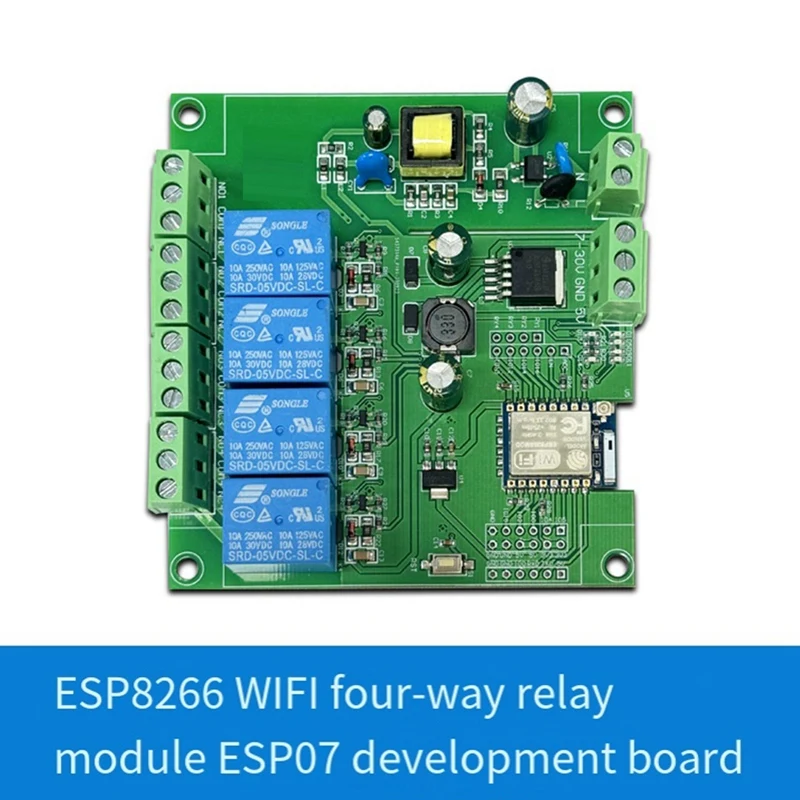 Módulo de relé ESP-07 WIFI de 4 vías, fuente de alimentación CA/CC, ESP8266, placa de desarrollo, módulo de desarrollo secundario