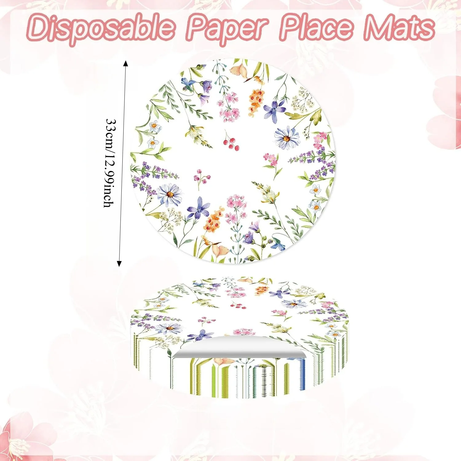 CX Spring Flower Paper Placemat, suitable for spring birthdays, brides, and wedding party supplies