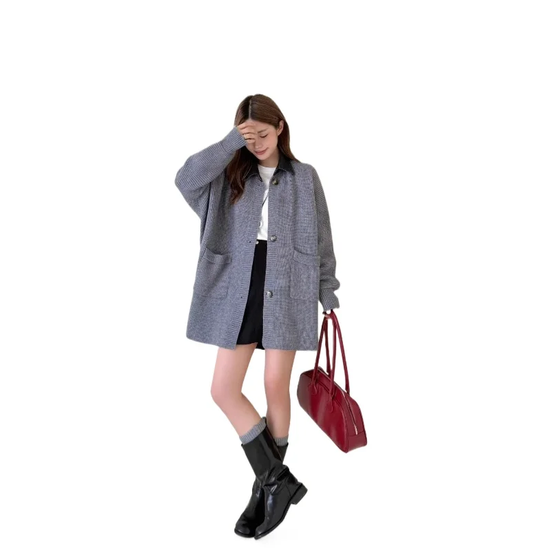 

New Korean Loose Knit Sweater for Women's Clothing 2025 Versatile Casual Mid To Long Length Sweater for Women's Fashion Trend