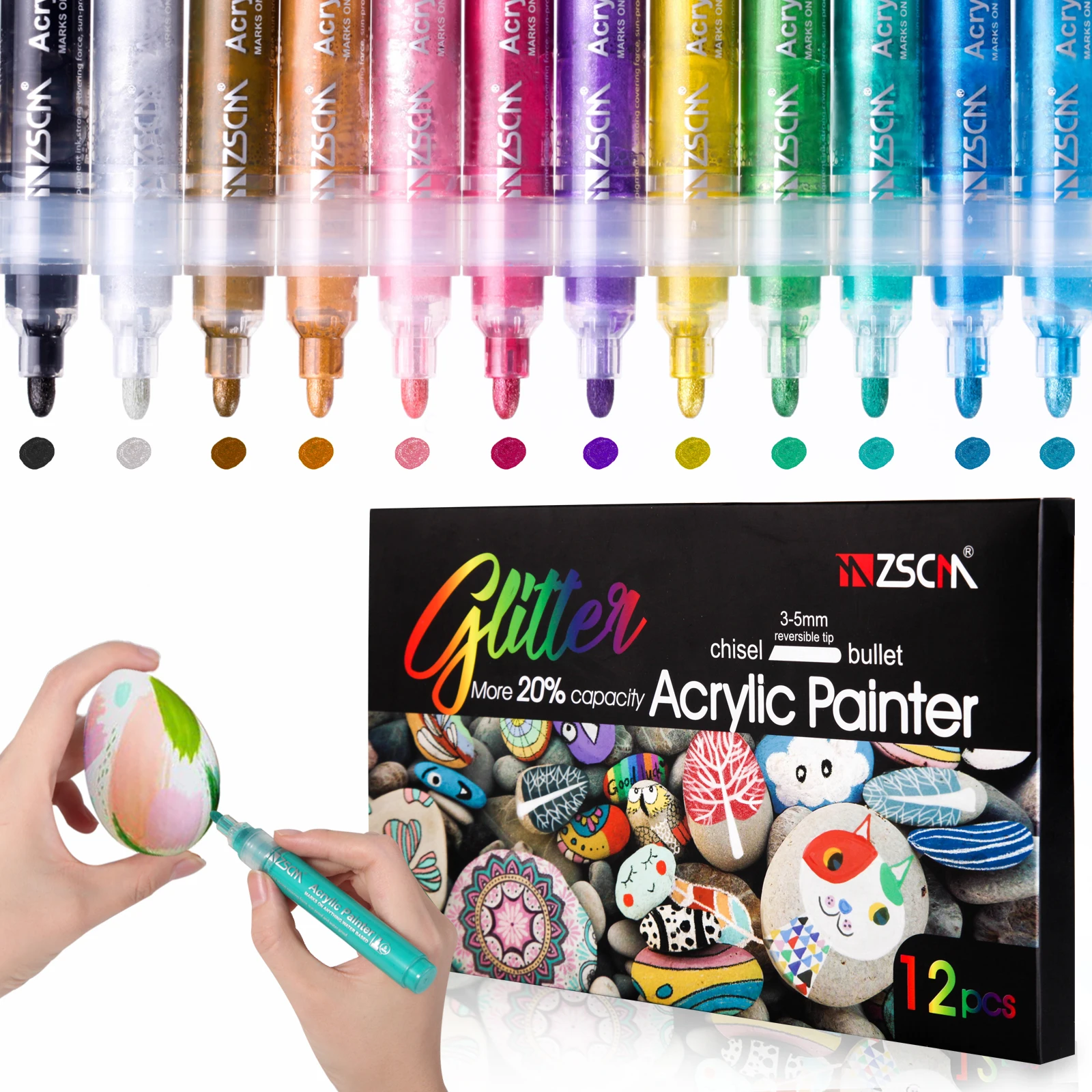 ZSCM 12/21/48/56/60 Large Capacity Durable And Beautiful Liquid Glitter Acrylic Paint Brush Set Markers Free Shipping