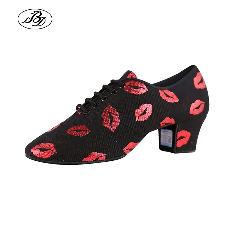 Chaussures de danse pour femmes, nouvelle collection 2019, BD Lip Print, sandales d\'enseignement à talons pour femmes, sandales de danse Salsa