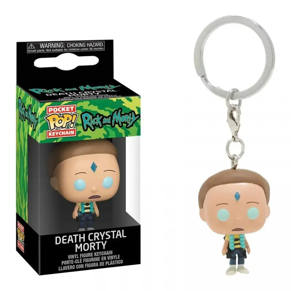Funko Pop Death Crystal Morty Keychain Figure Toys Krombopulos Rick Pickle Rick Et Morty Krikland Meeseeks Dolls Keyring Toy