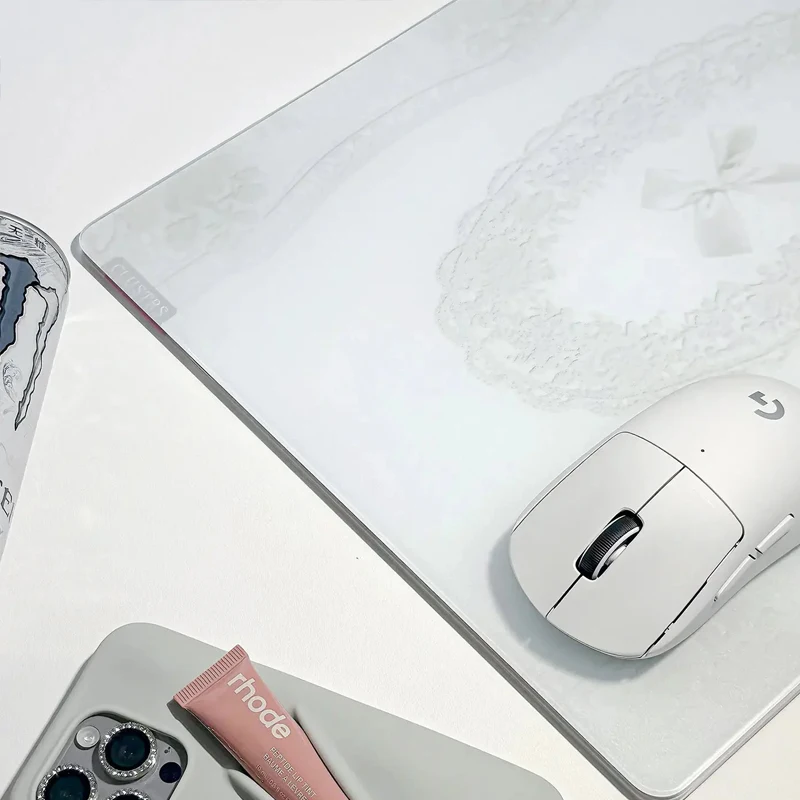 Korean Bow Glass Mousepad Sora Game Mouse Pad Customized Pattern Tempered Smooth Gaming Desk Mat Fps Esports Office Gaming