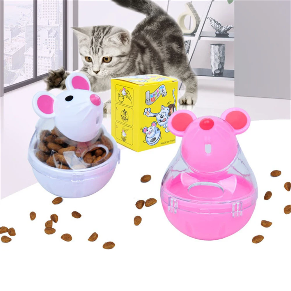 Cat Food Toy Ball Plastic Cat Mice Tumbler Design Beautiful Exercise Training Toys Food Dispenser Treat Toy Fun Interactive