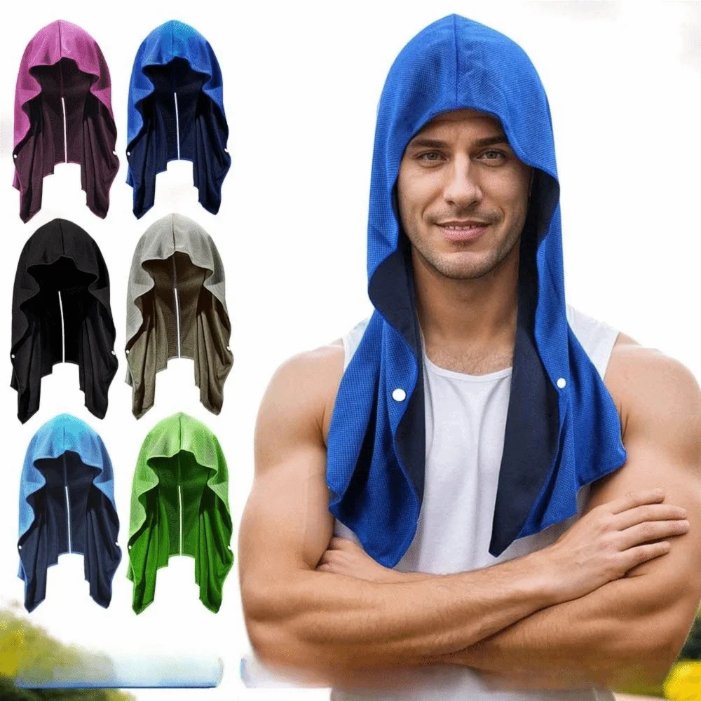 Workout Absorbent Cooling Towel UV Protection Anti Slip Cooling Hoodie Quick Dry Cool Feeling Sun Protection Towel Beach