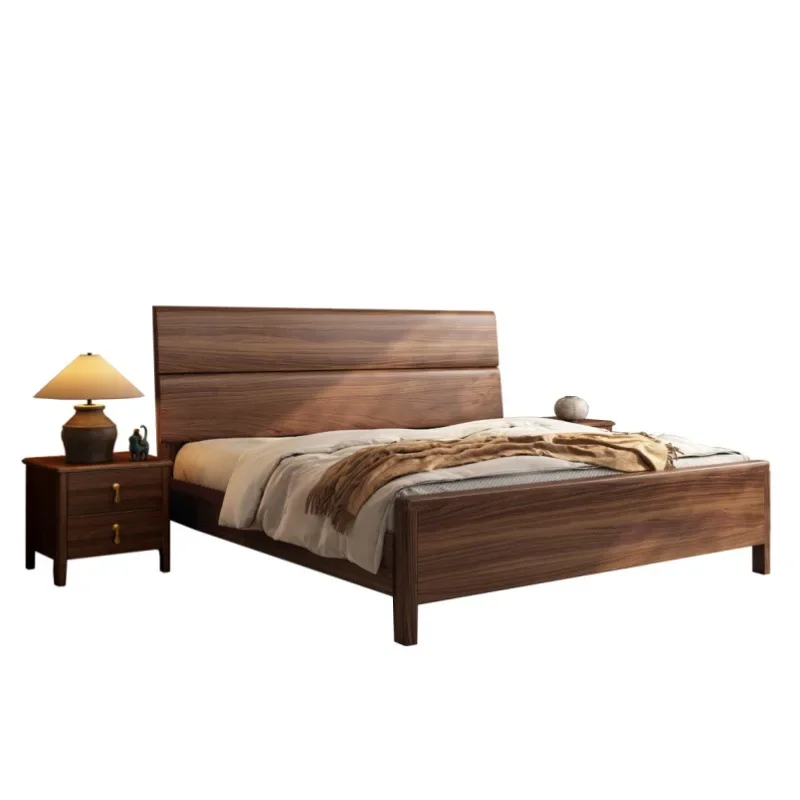 

New Chinese style, black walnut, all solid wood bed, master bedroom, light luxury bed, wedding bed hotel B & B, double