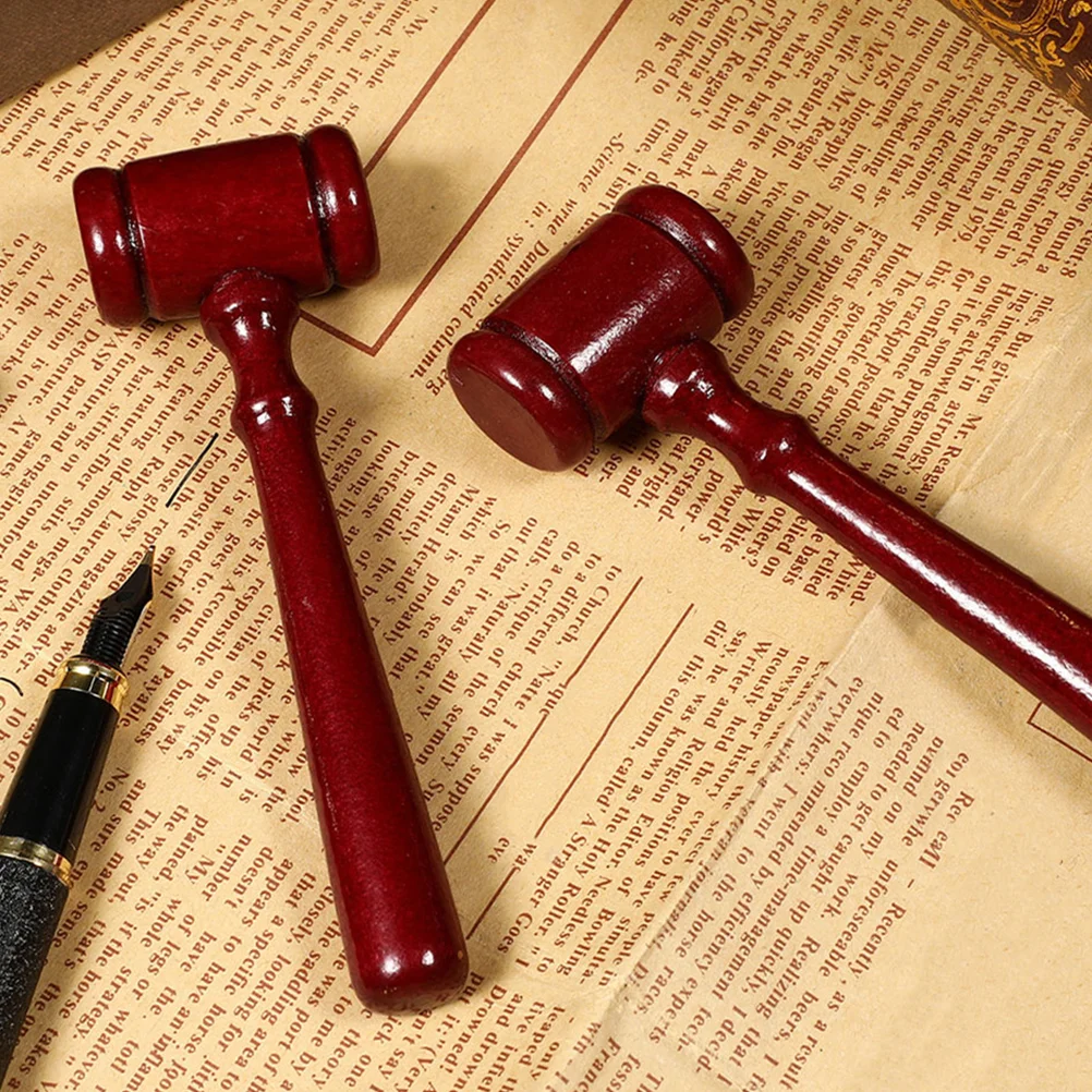 

2 Pcs Judge Hammer Solid Wood Wooden Mallet Gavel Accessory Ornament Mini