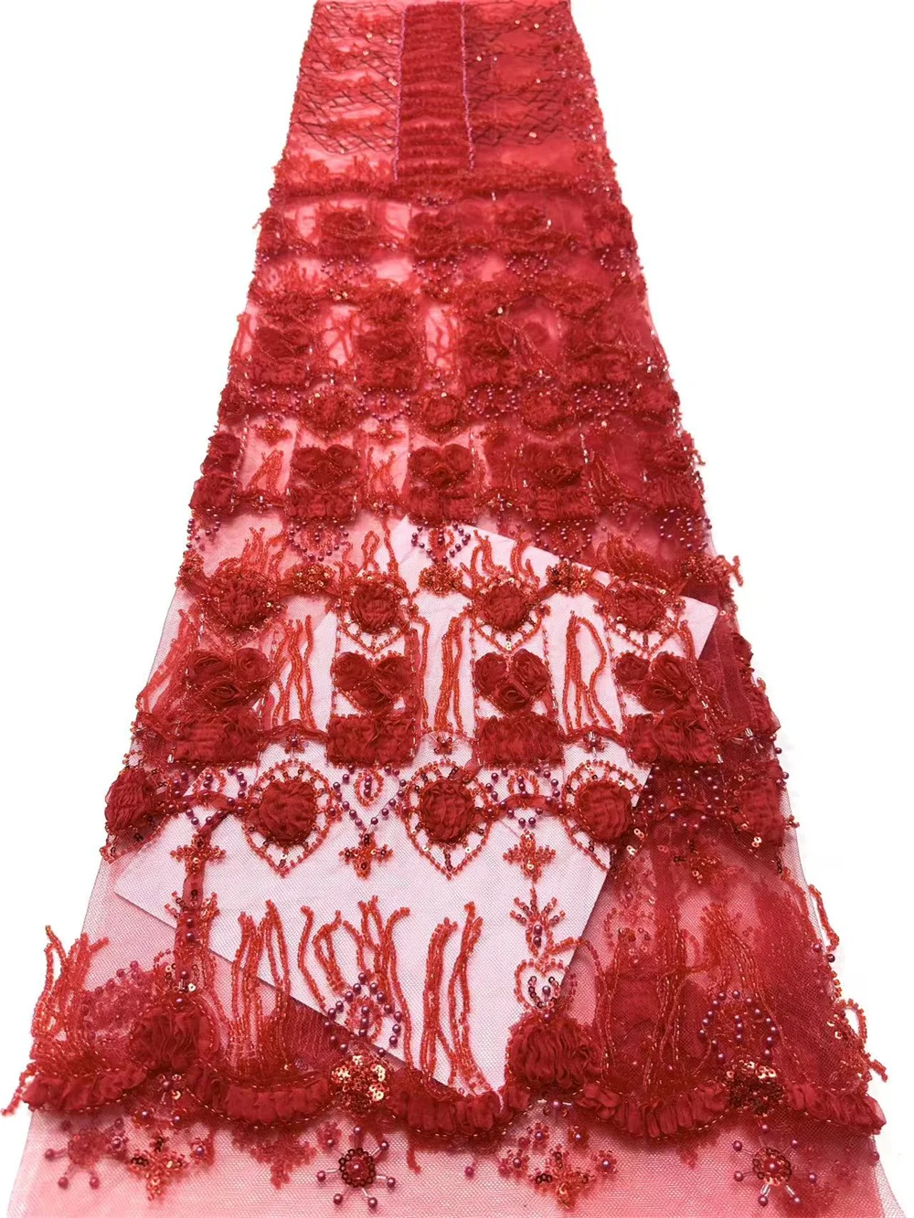 

Nigerian Lace Fabric 2024 High Quality African Beaded Lace Fabric Groom Material For Clothes By Yards For Wedding Dress Hm160-1