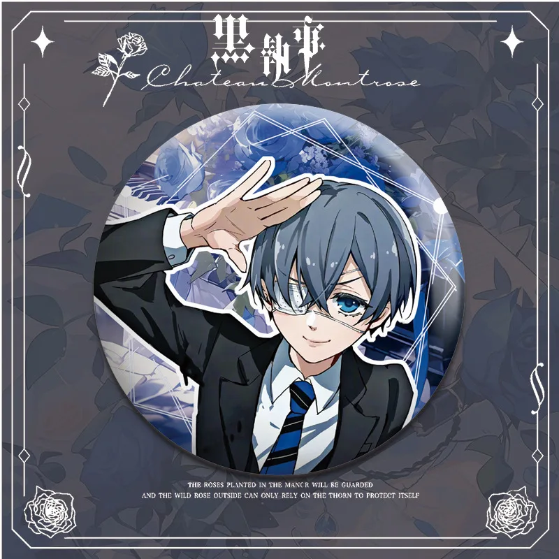 Black Butler Hot Anime Figures Ciel Phantomhive Cosplay Exquisite Cartoon Metal Badge Decor Pins Fans Birthday Gift Brooch