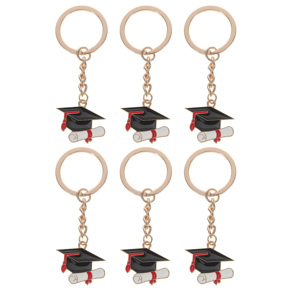 6 Pcs Key Fob Doctor Hat Keychain Keyring Graduation Pendant Chains for Student