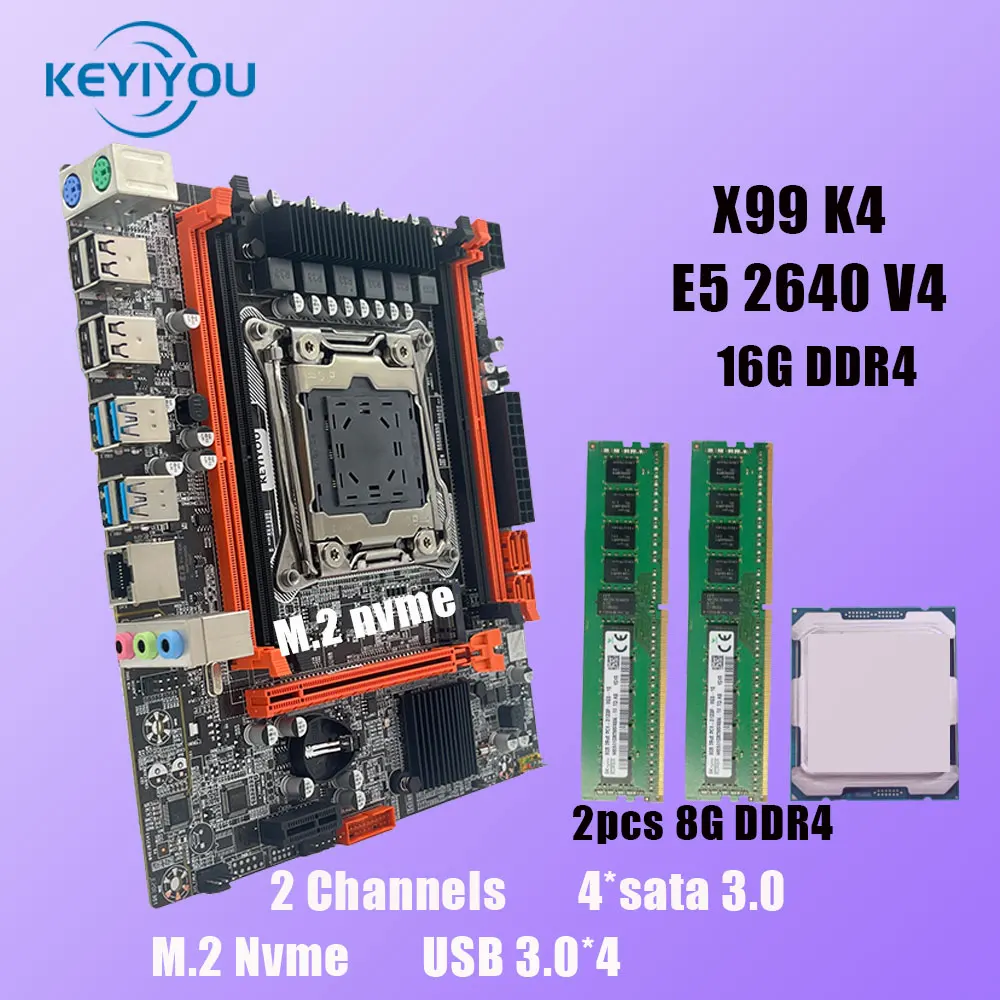 

KEYIYOU X99D4M LGA 2011-3 Combo With E5 2640 V4 2660 V4 2650 V3 CPU And DDR4 ECC REG server Memory For Gaming pc x99