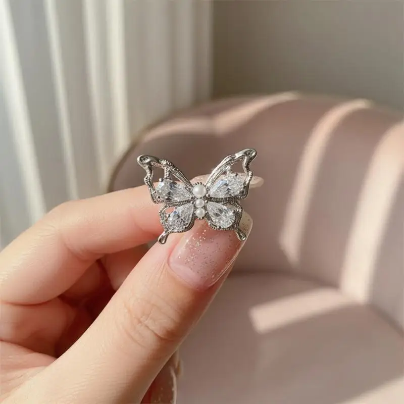 Non Piercing Ear Clip Earrings For Earphone Butterfly Beaded Shining Style Simple Installation For Casual Outfits