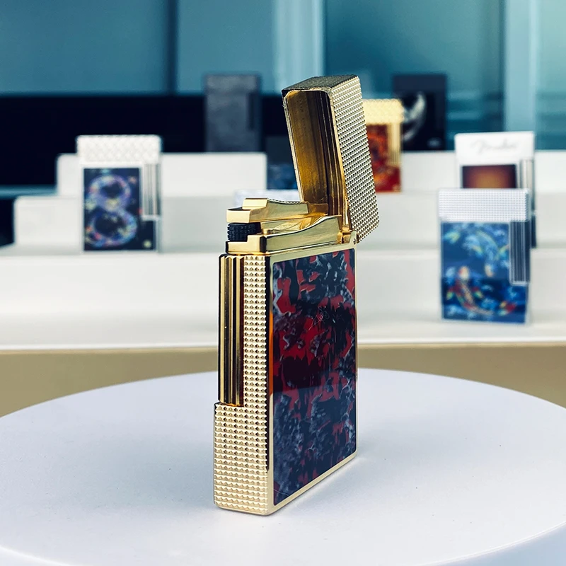 New Commemorative Edition Luxury Butane Lighter Single & Double Flame Ping Sound Natural Paint Cigarette Smoker 11885