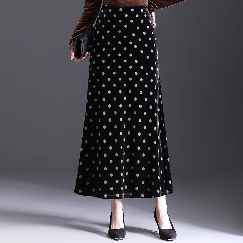 

ZUZK Golden Velvet Wrapped Hip Long Skirt Autumn Winter New Style Temperament One Step Skirt Show Thin Casual Long Skirt