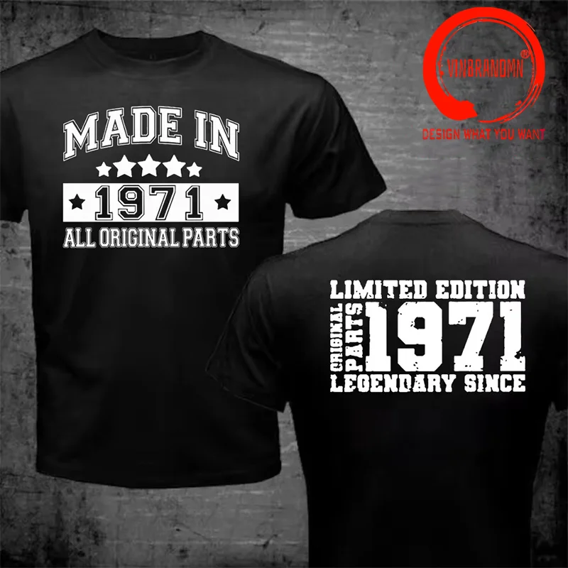 Vintage 1971 LIMITED EDITION Letters Print T Shirt Men Casual O Neck Short Sleeve Tops For Man Comfy Casual Summer 1971 T-Shirt