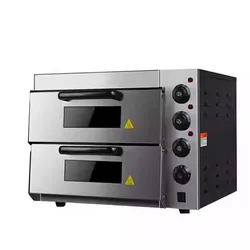 Horno comercial de doble capa para Pizza, máquina para hornear pan de gran capacidad de 220V y 4200W, horno eléctrico de dos bandejas de dos capas con temporizador