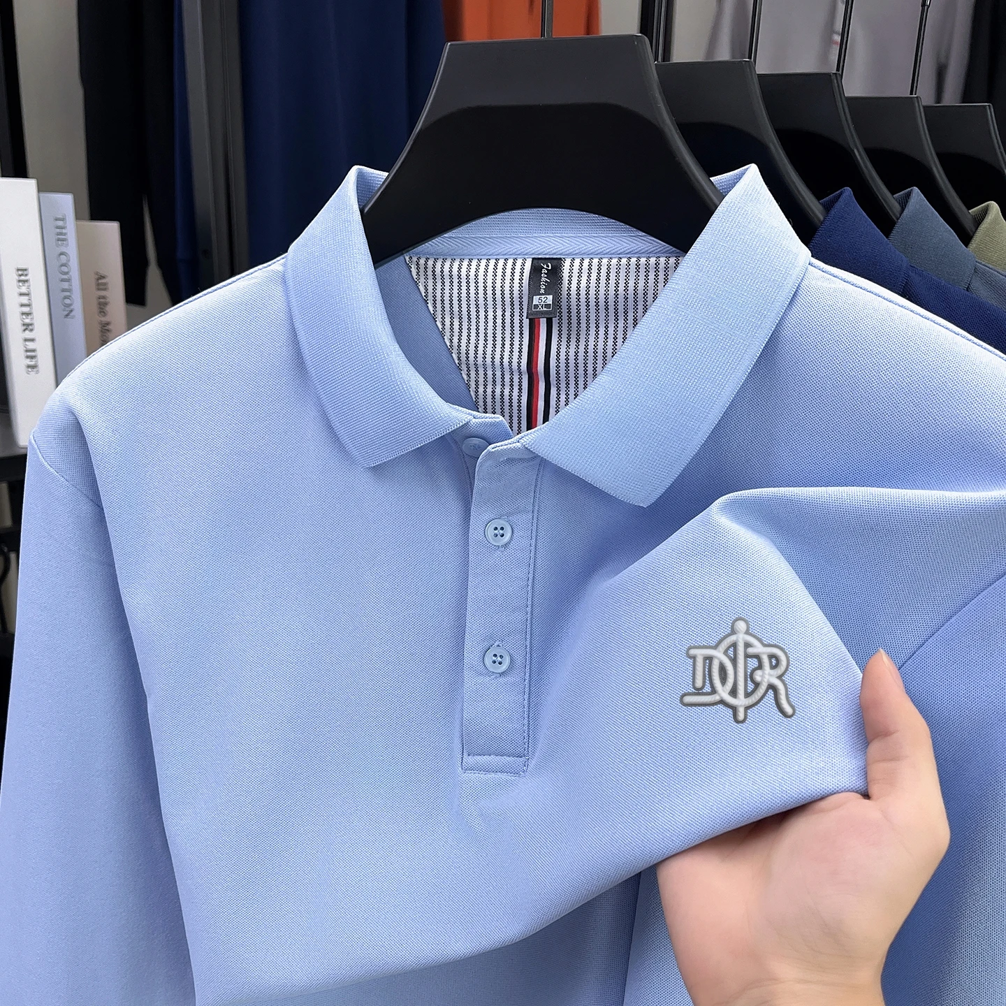 المبيعات الساخنة عالية الجودة الرجال قميص بولو التلبيب إلكتروني طباعة طويلة الأكمام بسيطة تي شيرت الخريف الربيع الأعمال أزياء رجالية #4