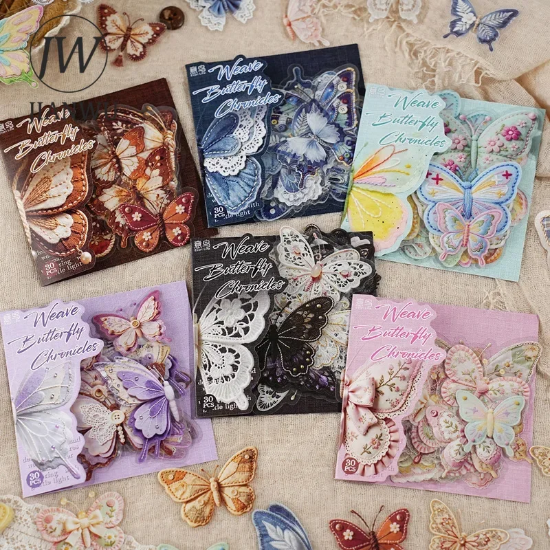 JIANWU Vintage Butterfly Landscape Material Collage Scrapbooking PET Sticker Creative DIY Journal Stationery