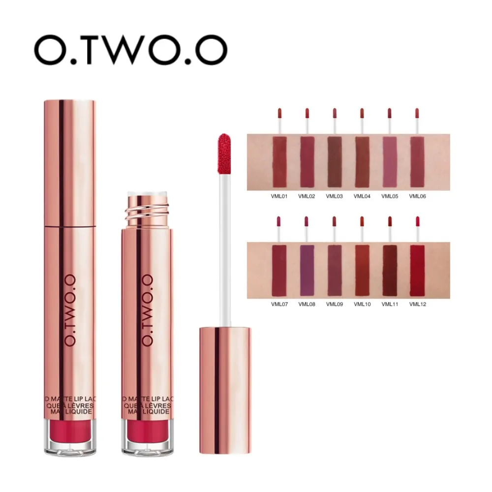 O.TWO.O 12pcs Sexy Lip Gloss Matte Liquid Lipstick Waterproof Long-lasting Velvet Lipgloss Makeup Smooth Lip Tint