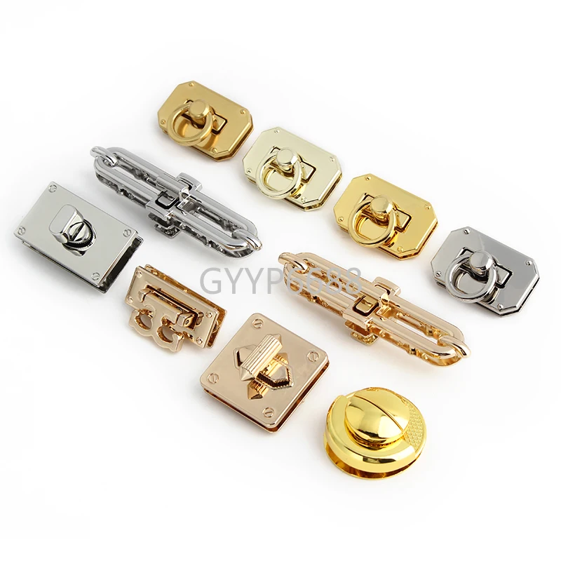 2-5-20Sets Rectangle Metal Durable Clutch Bag Turn Lock Twist Lock For Leather Craft Handbag Shoulder DIY Hardware Accessories