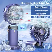 Neckband Foldable USB-C Handheld Fan 5 Speed Adjustable Portable Neck Fan With LED Display For Camping Hiking Outdoor Activities