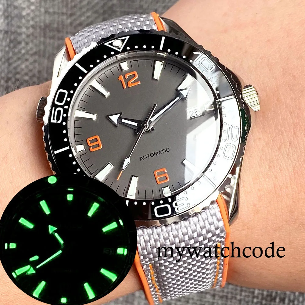 

BLIGER Grey Dial Luminous 41mm NH35A Miyota 8215 Mingzhu Automatic Men's Wristwatch Screwdown Crown Rubber Strap Sapphire Glass