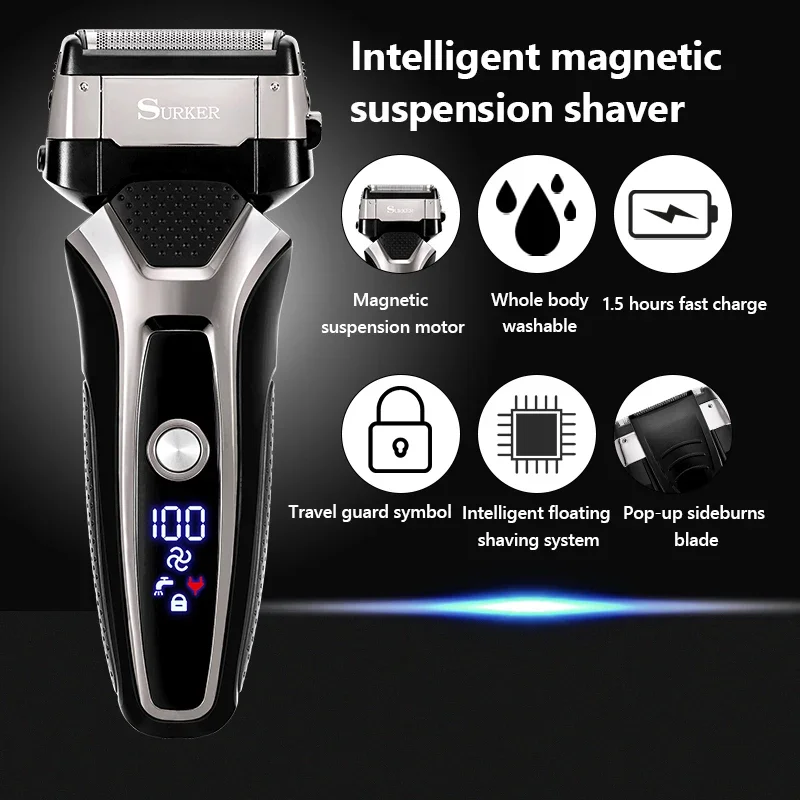 USB Rechargeable Electric Shaver Stainless Steel Shaving Machine For Men 3D Triple Floating Blade Razor Shaver Barber Electric