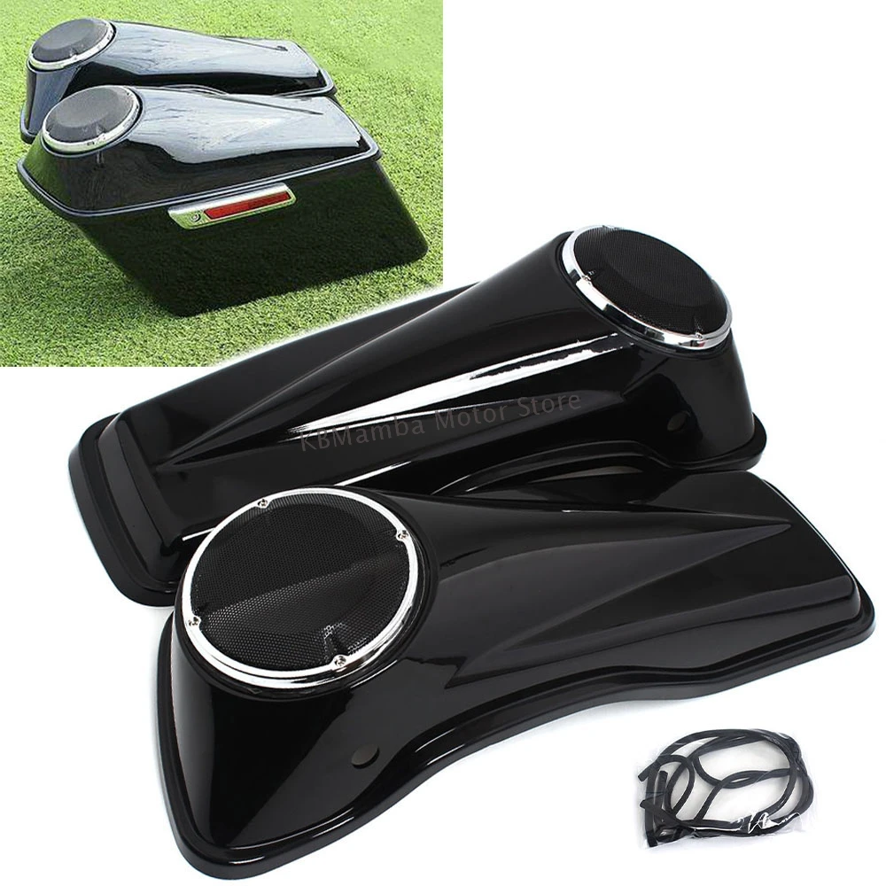 

Vivid Black Motorcycle Saddlebag Speaker Lids Audio Covers For Harley Touring Road King Road Glide FLT FLHT FLHTCU FLHRC