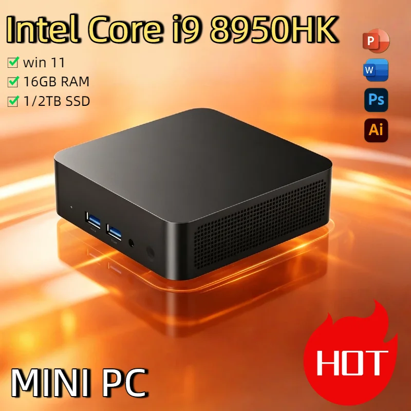 

Intel Core i9 8950HK Windows 11 i9 Mini PC Computer SSD M.2 1TB 2TB RAM 16GB Wifi 6 BT5.2 Mini Desktop Fast Boot DDR4