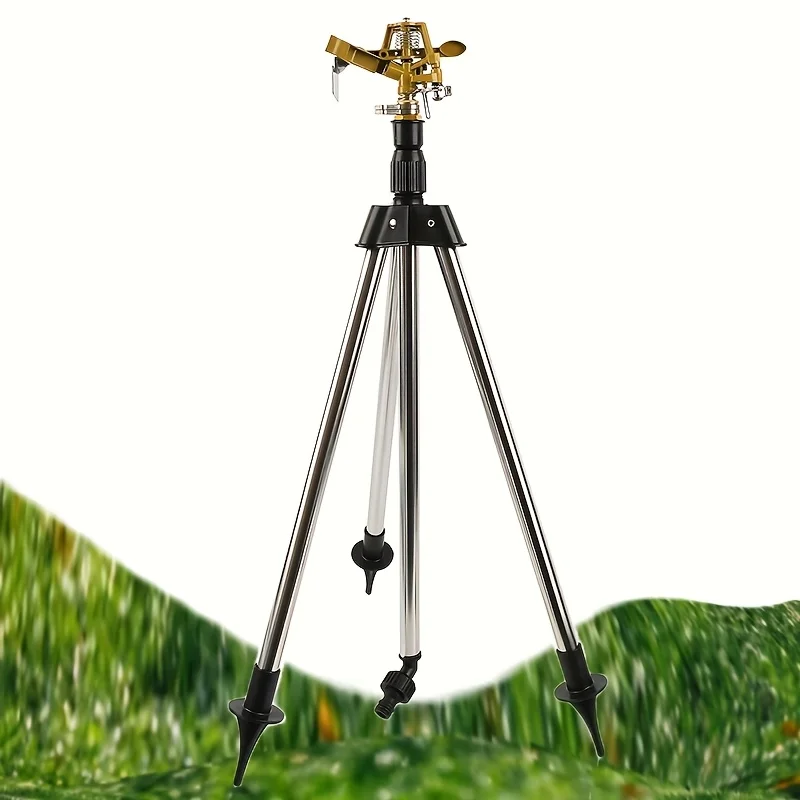 Lawn Sprinkler Tripod Spike with Garden Sprinkler Stretchable Sprinkler Up to Metal Circular Rotating Sprinkler