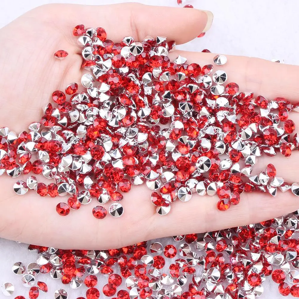 

New Acrylic Rhinestones 3.5mm 10000pcs Many Colors Point Back Beads Glue On Round Shape Handimade Craft Ornament Diy Trimming