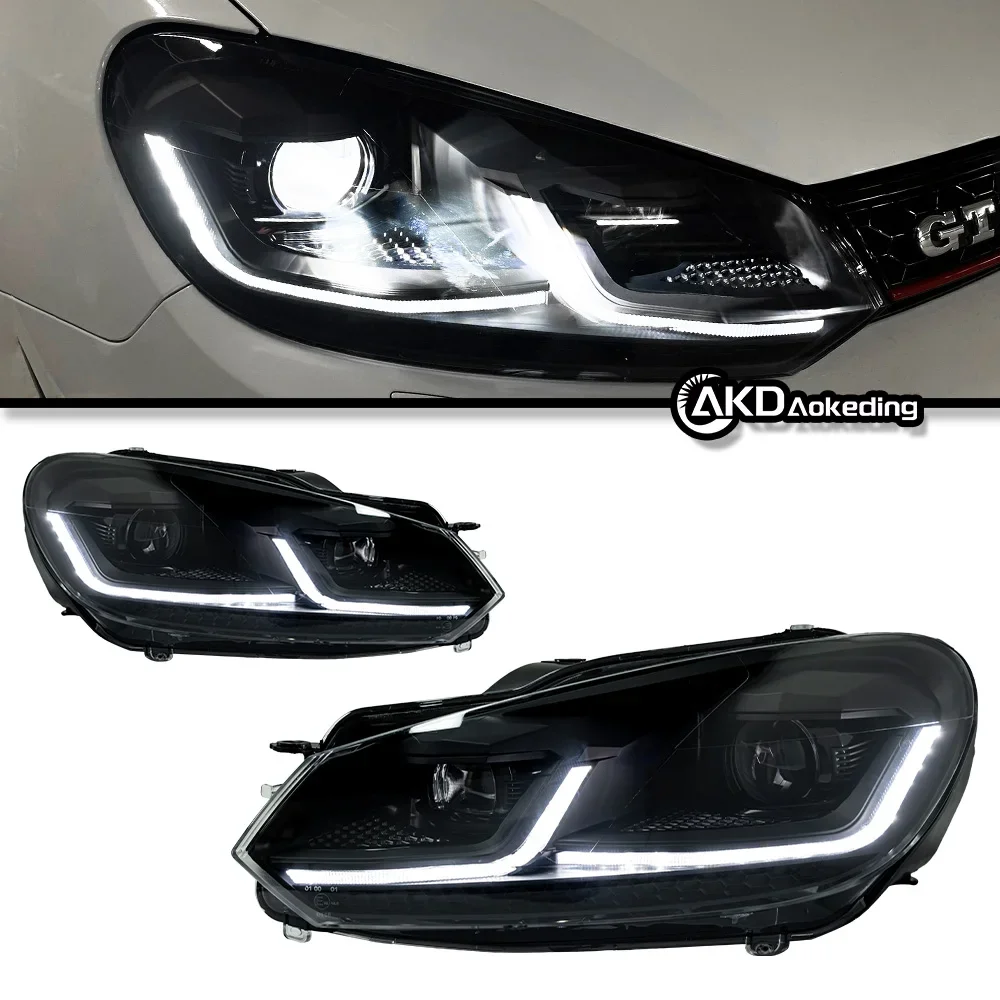 

For Volkswagen Golf 6 headlight assembly, modified high 6LED upgraded bifocal lens, lossless water steering