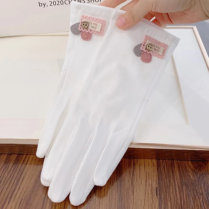 Fashion Women Gloves Summer Ladies Anti-UV SunscreenThin Gloves Mesh Breathable Can Be Opened Fingertip Driving Gloves