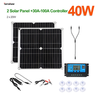 20W/40W Solar Panel Solar Kit USB+DC Output 30A-100A Controller Mobile Phone Outdoor Camping Lightweight Portable Solar System