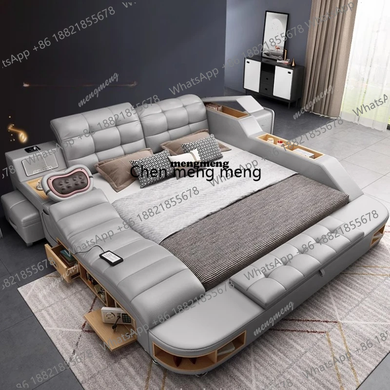 

Деревянная кровать-трансформер с изголовьем, двуспальная, стальная, современная, для спальни, многофункциональная, для дома