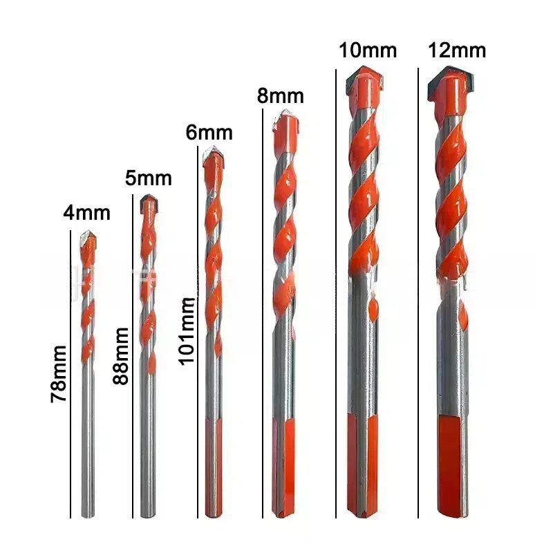 Orange Hard Alloy Overlord Diamond 4/5/6/8/10/12mm Ceramic Tile Perforated Wall Drilling Tool Drill Bit，Through Hole Glass Drill