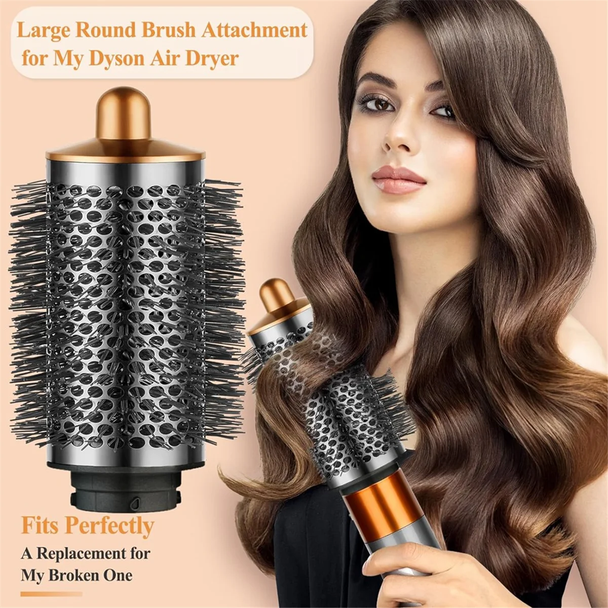 T69C Large Round Volumizing Brush for Dyson Airwrap Attachments,Bigger Oval Round Brush , Fluff Up and Volumize for Styling A