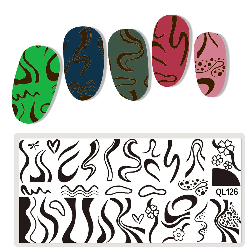 QL Nail Stamping Plates Line Sheep Pattern Design Stamping Template Nail Art Image Plate Manicure Tool QL125-128