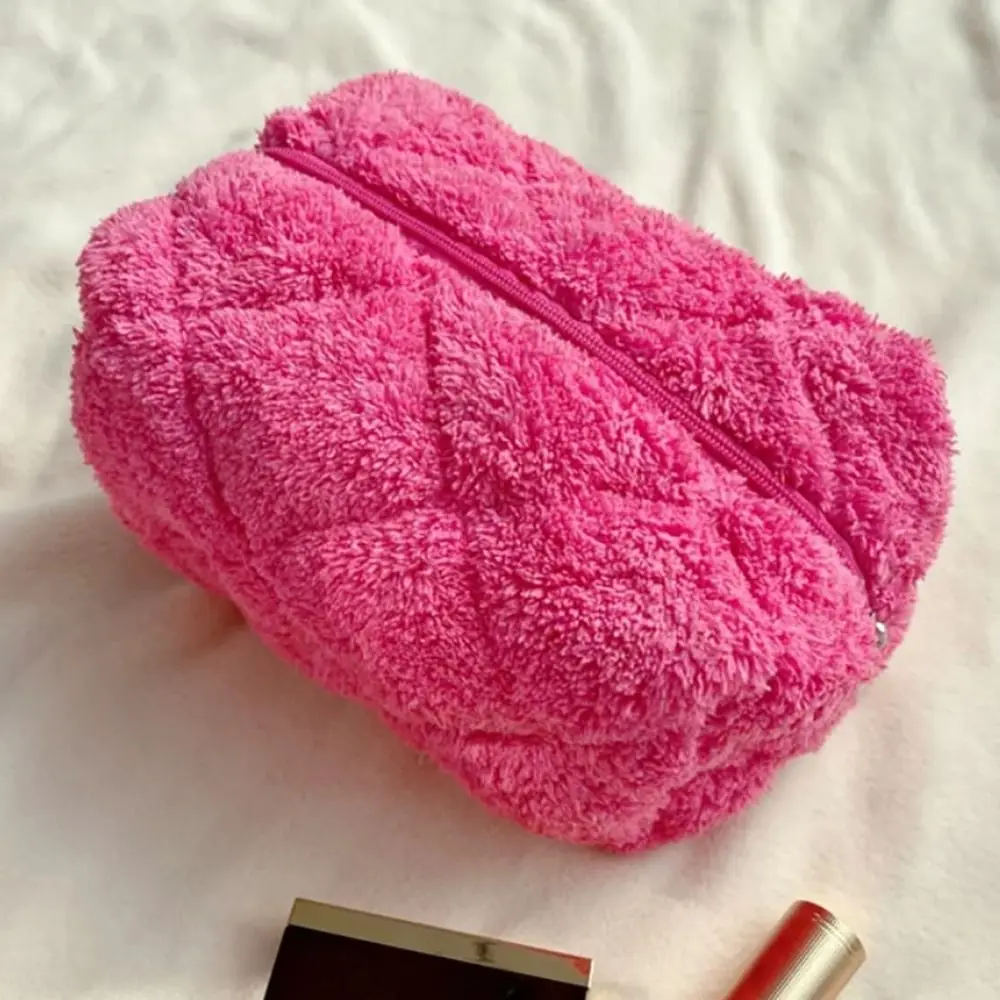 Borsa cosmetica portatile in peluche borsa da toilette per Organizer da viaggio di grande capacità