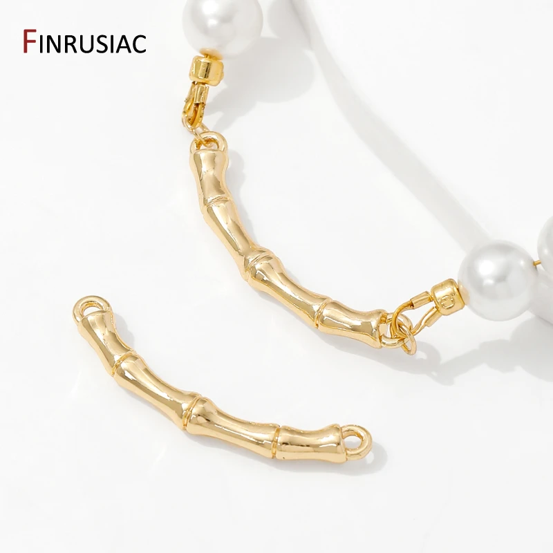 14K Gold Plated Brass Bamboo Shape Connector Charms For Bracelet Making Supplies,DIY Jewelry Accessories view 5