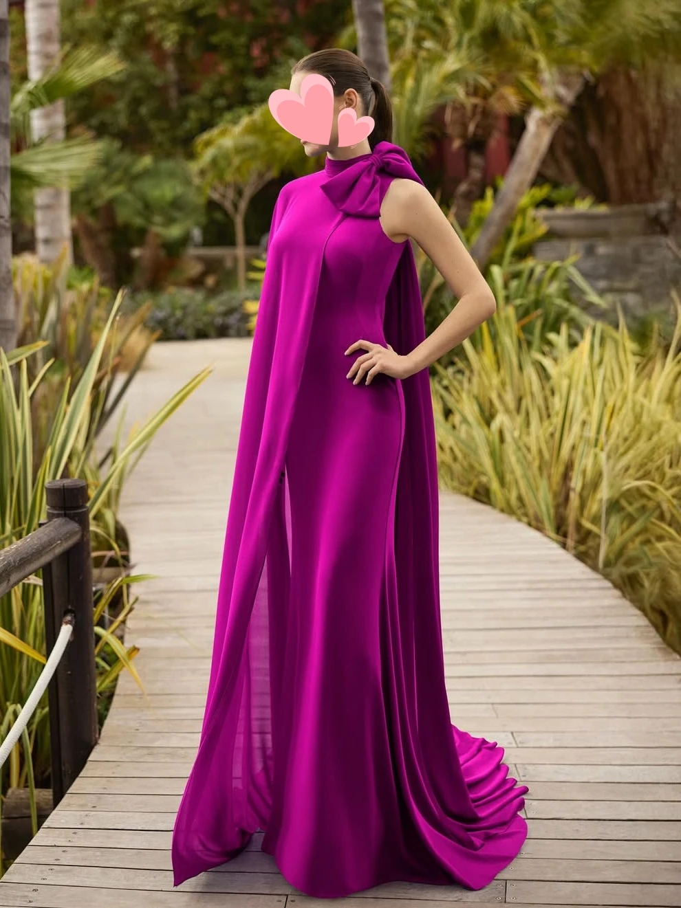 

Oisslec Prom Dress Elegant Vintage Sweet Purple Bow Cape New Chiffon Customized Formal Occasion Prom Dress Evening Party Gowns