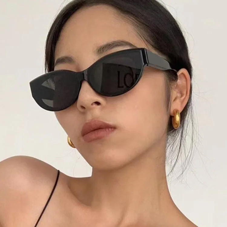 Fashion Cat Eye Sunglasses Women Hip-hop Oval Designer Black Glasses Sun Glasses for Female Mirror UV400 Eyewear Shades De Sol