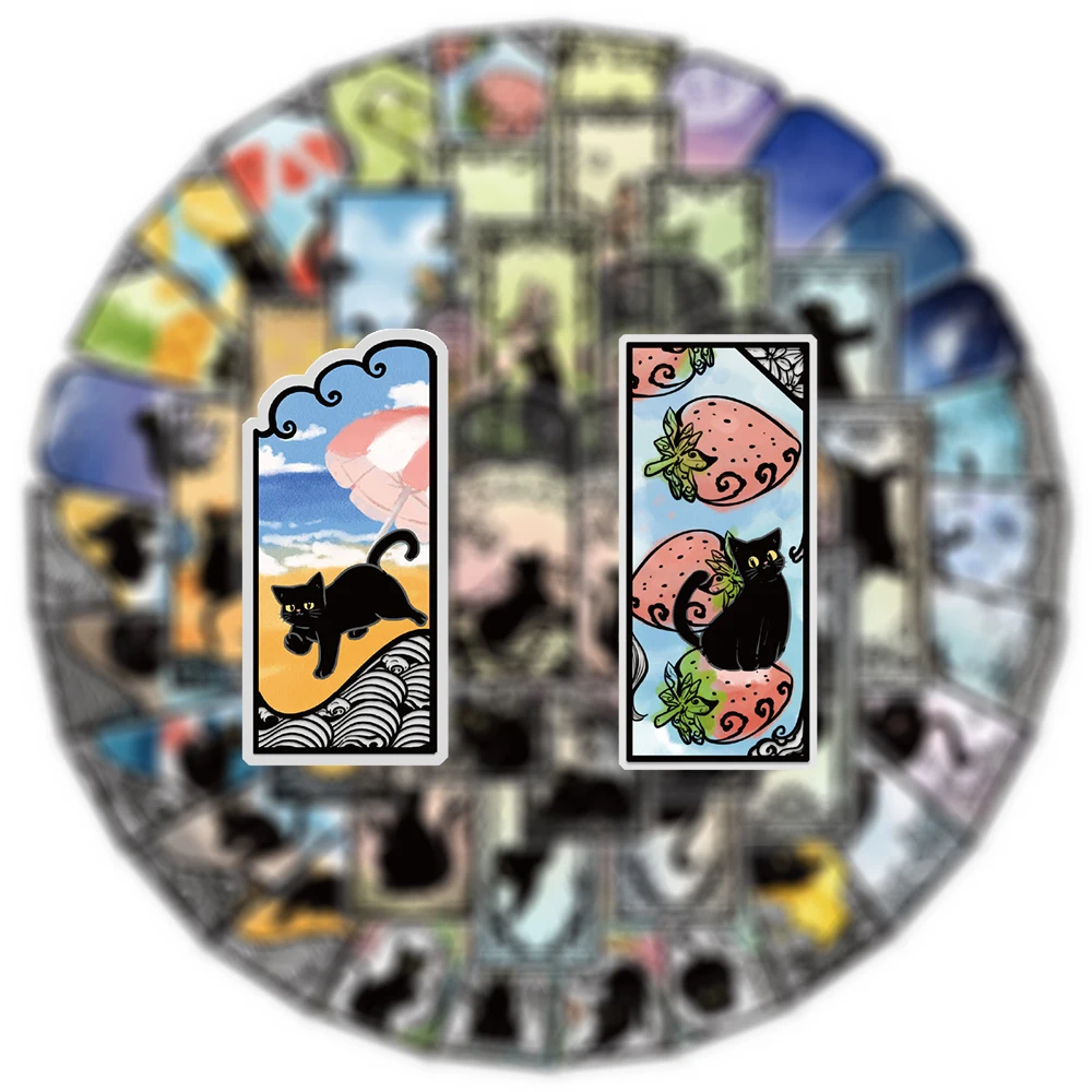 

10/30/50pcs Funny Cute Black Cat Stickers Creative Transparent Decals Waterproof DIY Scrapbook Phone Laptop Gothic Style Sticker