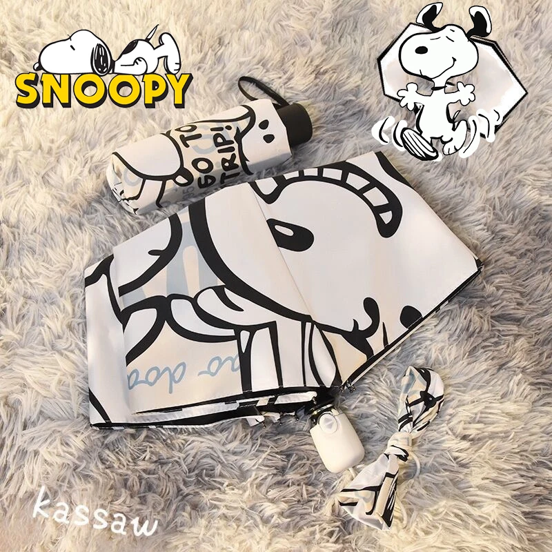 Snoopy Folding Automatic Umbrella Anti UV Rain Sun Umbrella Fashion Portable Windproof Light Women Men Children Cartoon Umbrella