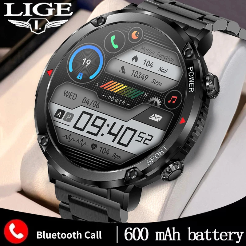 LIGE 2023 Smart Watch Men 1.6 Inch IPS Display Long Standby Sports Watches HD Voice Call Waterproof Smartwatch For Android IOS