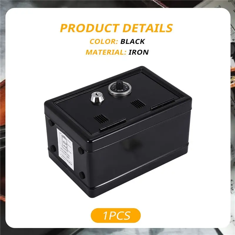 A84E-Safe Box Organizer Iron Desk Decorative Box Piggy Bank Metal Mini Cabinet Money Storage Box Storage Box For Boys